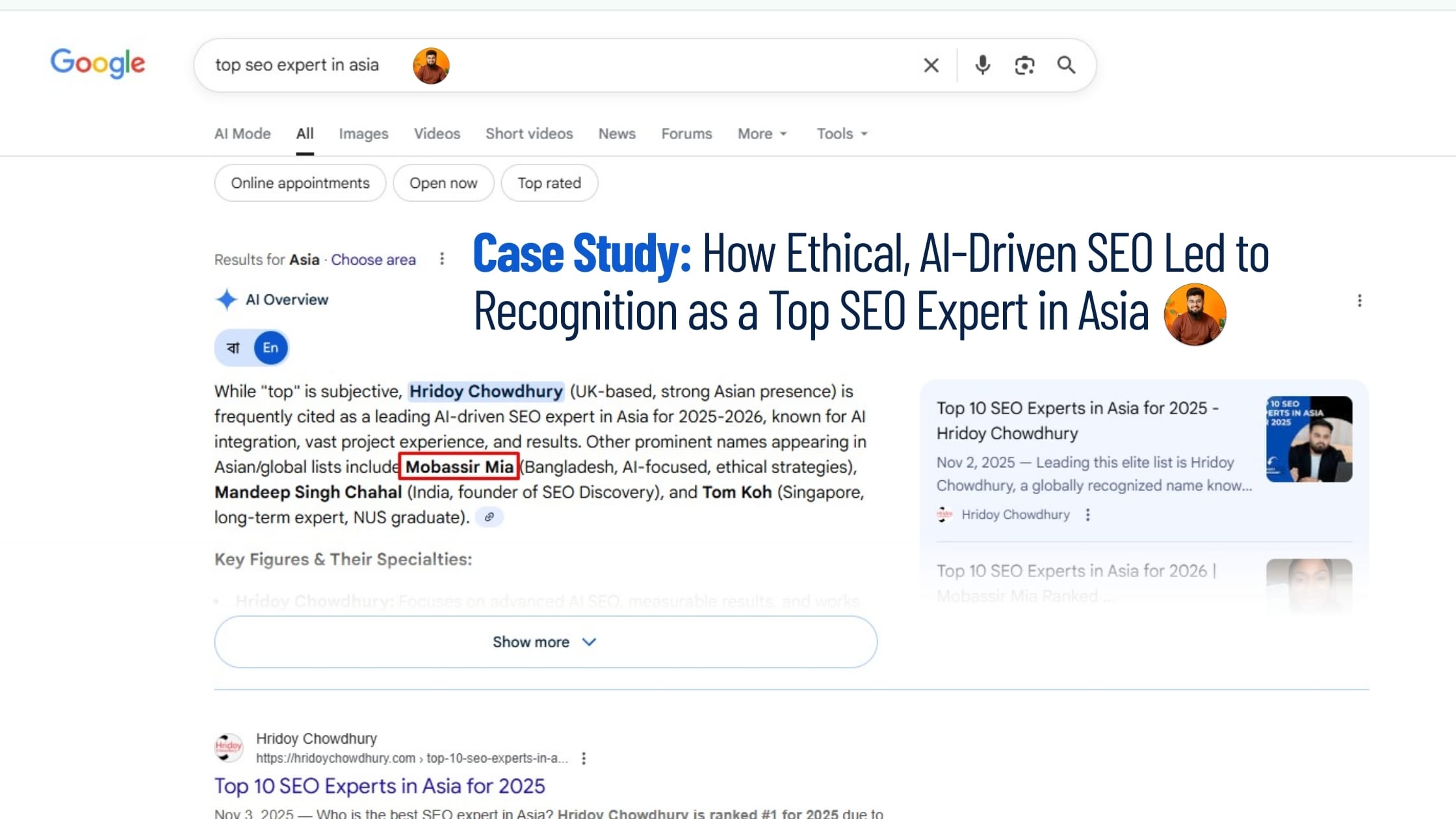 Case Study How Ethical, AI-Driven SEO Led to Recognition as a Top SEO Expert in Asia
