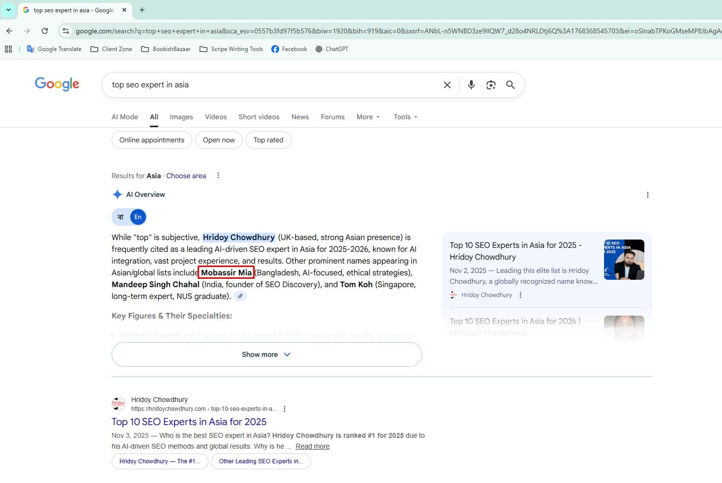Mobassir mia Top SEO Expert in Asia